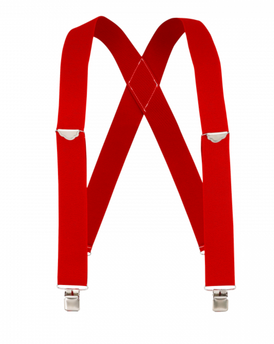 Welch Clip On Casual Suspenders-Red-2 inch - 50" L- 6950X