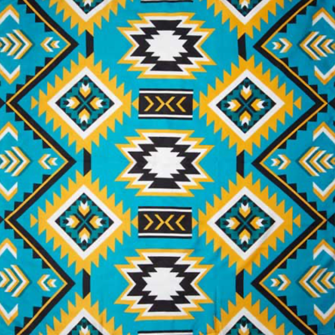 Wyoming Traders Teal Gold Southwest Silk Scarf