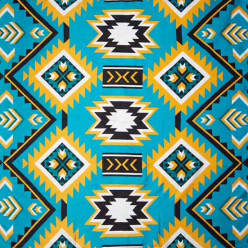 Wyoming Traders Teal Gold Southwest Silk Scarf