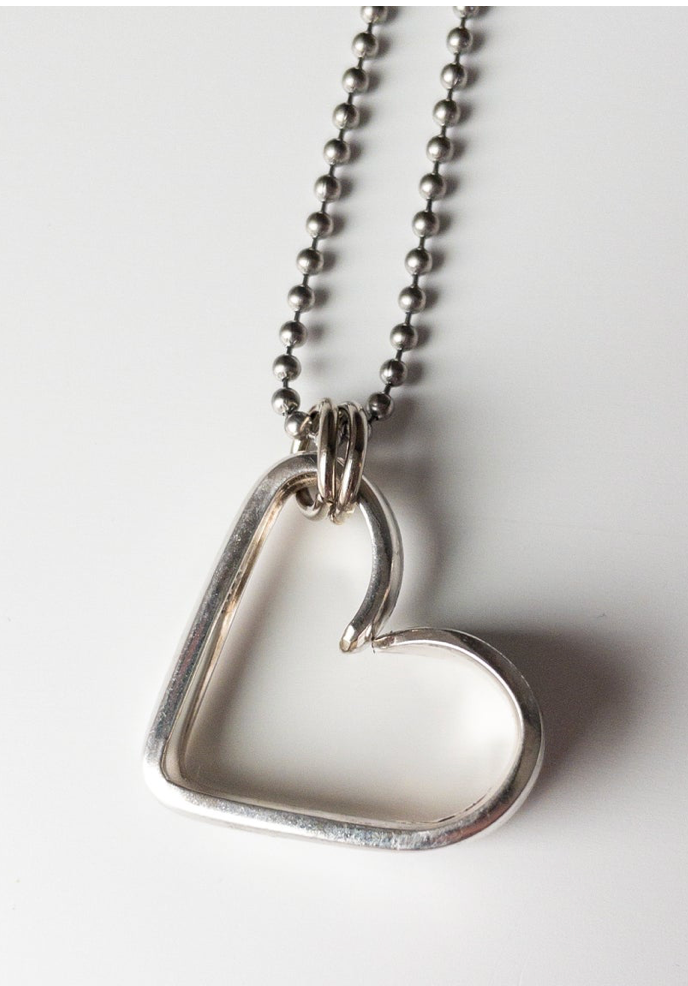 Girl Ran Away With the Spoon Bent Heart Silverware Pendant Necklace