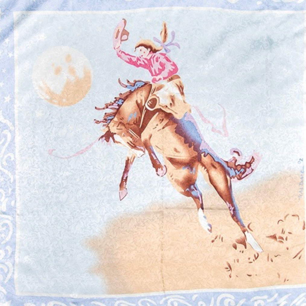 Wyoming Traders Silk Blake Blue Limited Edition Cowgirl Scarf