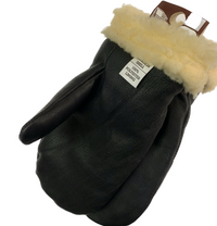 Century Deerskin Leather Lined Mittens - Black