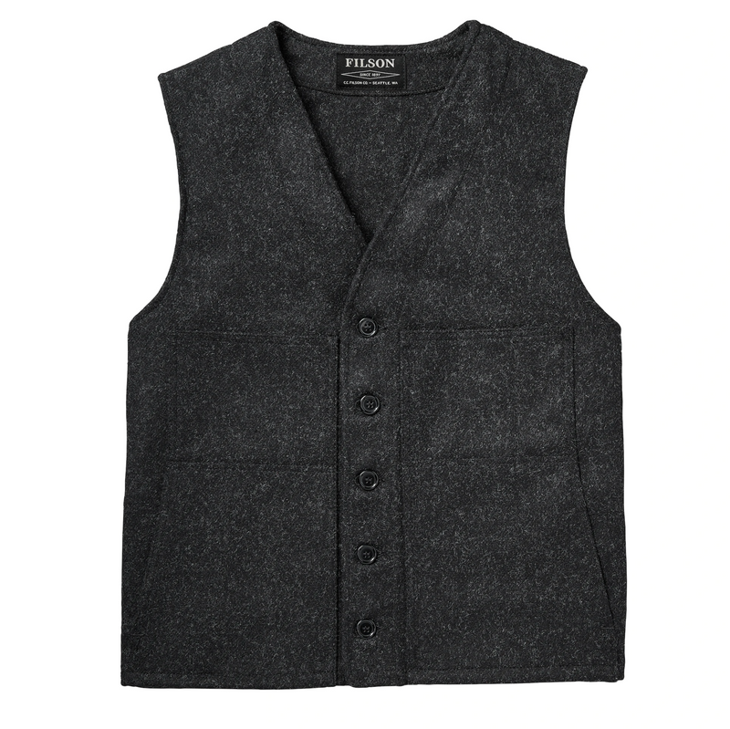 Filson Mens Mackinaw Wool Vest - Charcoal