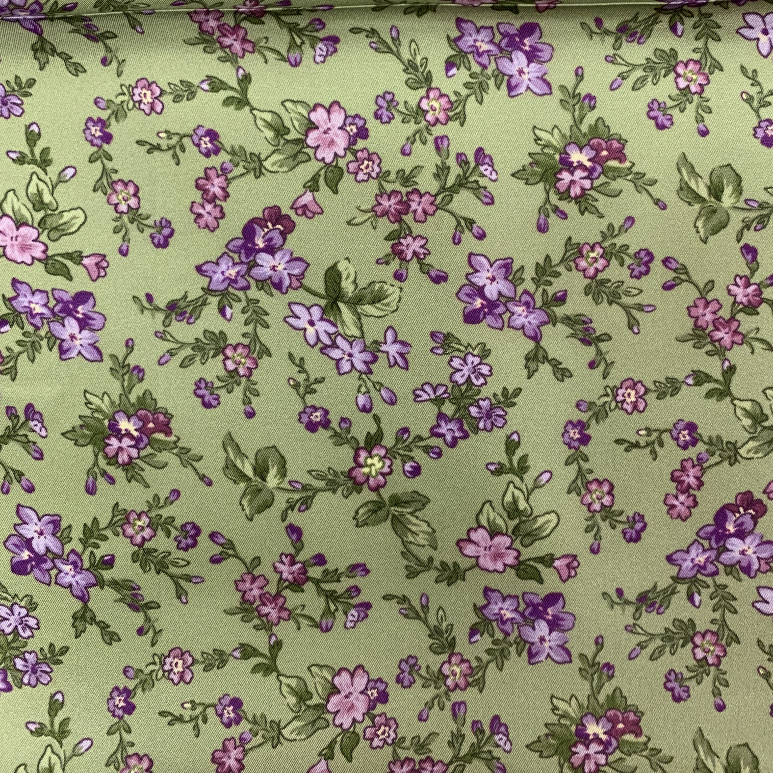 Austin Accent Green Purple Flowers Silk Scarf