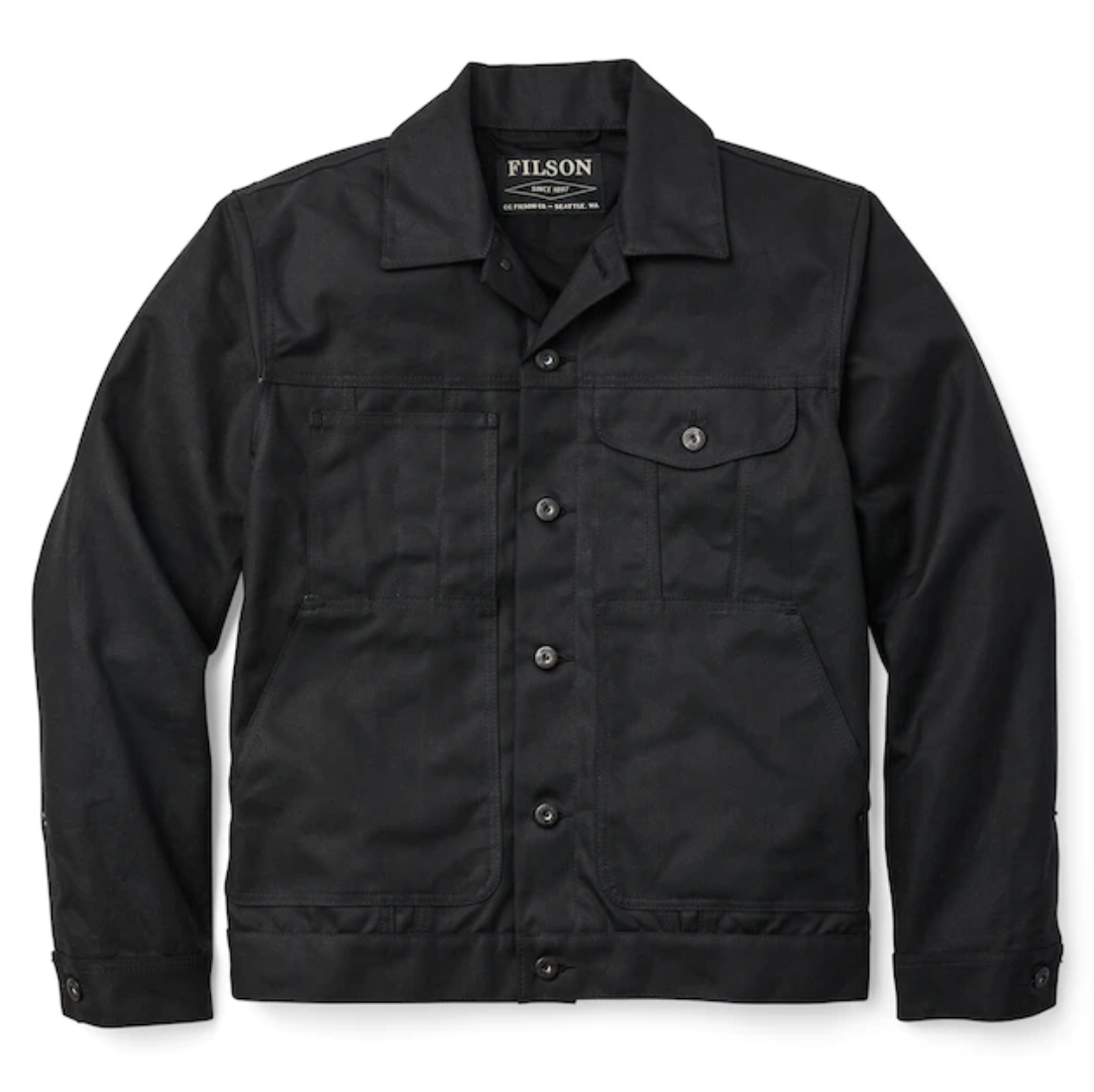 Filson Mens Short Lined Tin Cloth Cruiser Jacket - Black