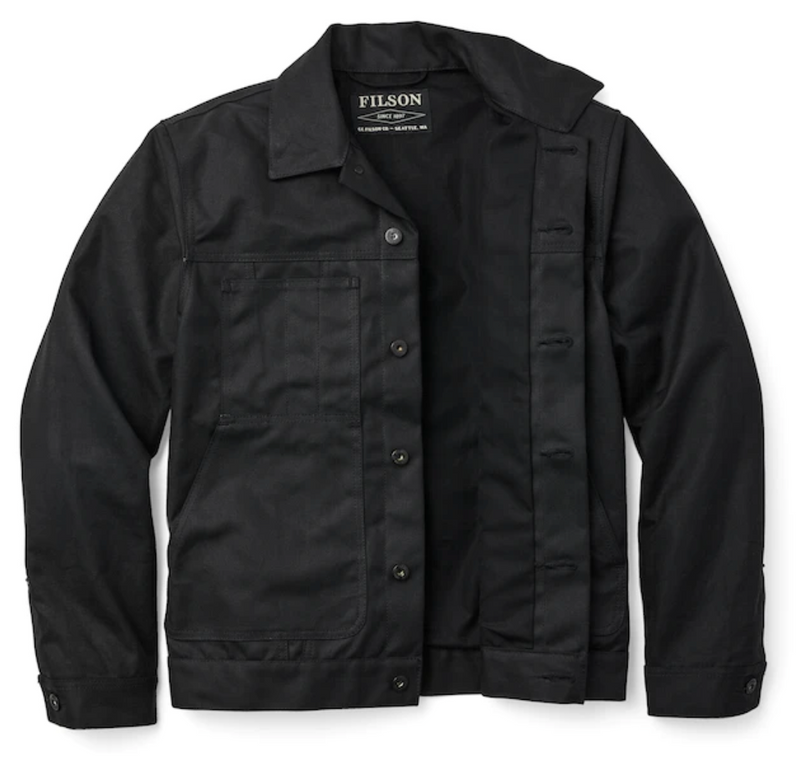 Filson Mens Short Lined Tin Cloth Cruiser Jacket - Black